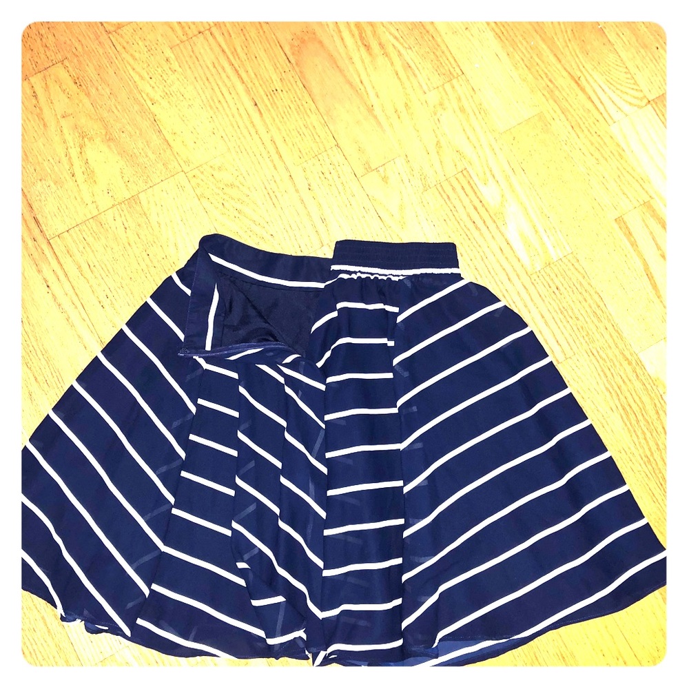 Maison Jules Striped Circle Skirt Navy White